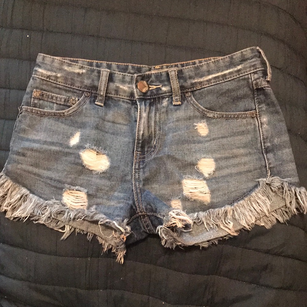 Free people high waist frayed cut off short shorts